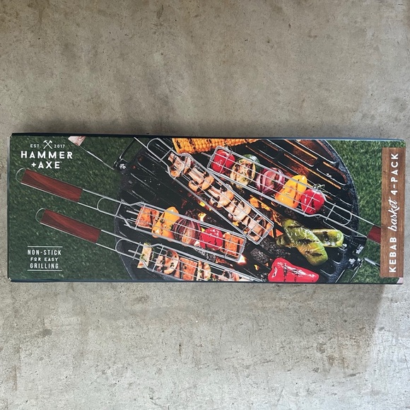 Hammer+Axe 4-Piece Kebab Basket, Non-Stick For Outdoor Grilling NWT - Picture 11 of 11